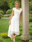 A Line Scoop Asymmetrical Lace Wedding Dresses