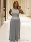 A Line Scoop Floor Length Chiffon Mother of the Bride Dresses With Lace