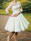 A Line Scoop Knee Length Stretch Crepe Wedding Dresses
