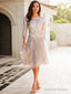 A Line Scoop Knee Length Tulle Mother of the Bride Dresses With Lace Applique