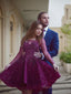 A Line Scoop Short Mini Lace Homecoming Dresses With Sequin