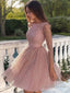 A Line Scoop Short Mini Sequins Homecoming Dresses