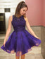 A Line Scoop Short Mini Tulle Homecoming Dresses With Beading