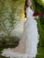 A Line Scoop Sweep Train Tulle Wedding Dresses