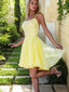 A Line Spaghetti Straps Short Mini Chiffon Homecoming Dresses