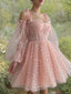A Line Spaghetti Straps Short Mini Homecoming Dresses