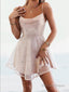 A Line Spaghetti Straps Short Mini Sequins Homecoming Dresses