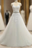 A Line Spaghetti Straps Sleeveless Applique With Belt Tulle Floor Length Wedding Dresses