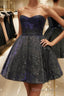 A Line Strapless Short Mini Homecoming Dresses With Ruffles