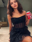 A Line Strapless Short Mini Lace Homecoming Dresses with Cascading Ruffles