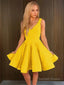 A Line Straps Short Mini Satin Homecoming Dresses With Ruffles