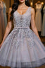 A Line Straps Short Mini Tulle Homecoming Dresses With Appliques Lace