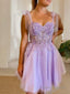 A Line Sweetheart Short Mini Tulle Homecoming Dresses With Appliques Lace