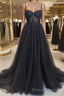 A Line Sweetheart Sweep Train Prom Dresses With Leg Slit