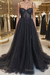 A-Line/Princess Sweetheart Sweep Train Prom Dresses With Leg Slit