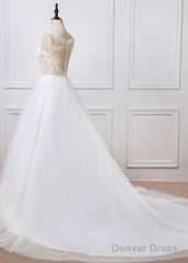A-Line/Princess Tulle Appliques Lace Wedding Dresses