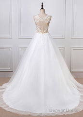 A-Line/Princess Tulle Appliques Lace Wedding Dresses