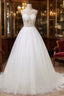 A Line Tulle Appliques Lace Wedding Dresses