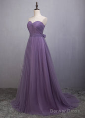 A-Line/Princess Tulle Sleeveless Bow(S) Bridesmaids Dresses