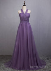 A-Line/Princess Tulle Sleeveless Bow(S) Bridesmaids Dresses