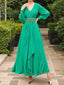 A Line V Neck Ankle Length Chiffon Mother of the Bride Dresses With Belt