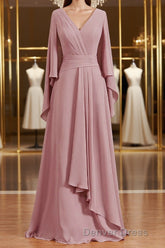 A-Line/Princess V-neck Floor-Length Chiffon Mother of the Bride Dresses