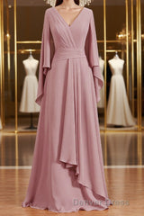 A-Line/Princess V-neck Floor-Length Chiffon Mother of the Bride Dresses