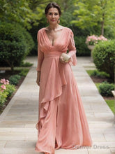A-Line/Princess V-neck Floor-Length Chiffon Mother of the Bride Dresses With Ruffles