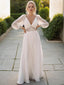 A Line V Neck Floor Length Chiffon Wedding Dresses