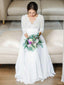 A Line V Neck Floor Length Chiffon Wedding Dresses