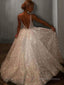 A Line V Neck Floor Length Prom Dresses