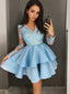 A Line V Neck Short Mini Satin Homecoming Dresses