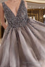 A Line V Neck Short Mini Tulle Homecoming Dresses With Sequin