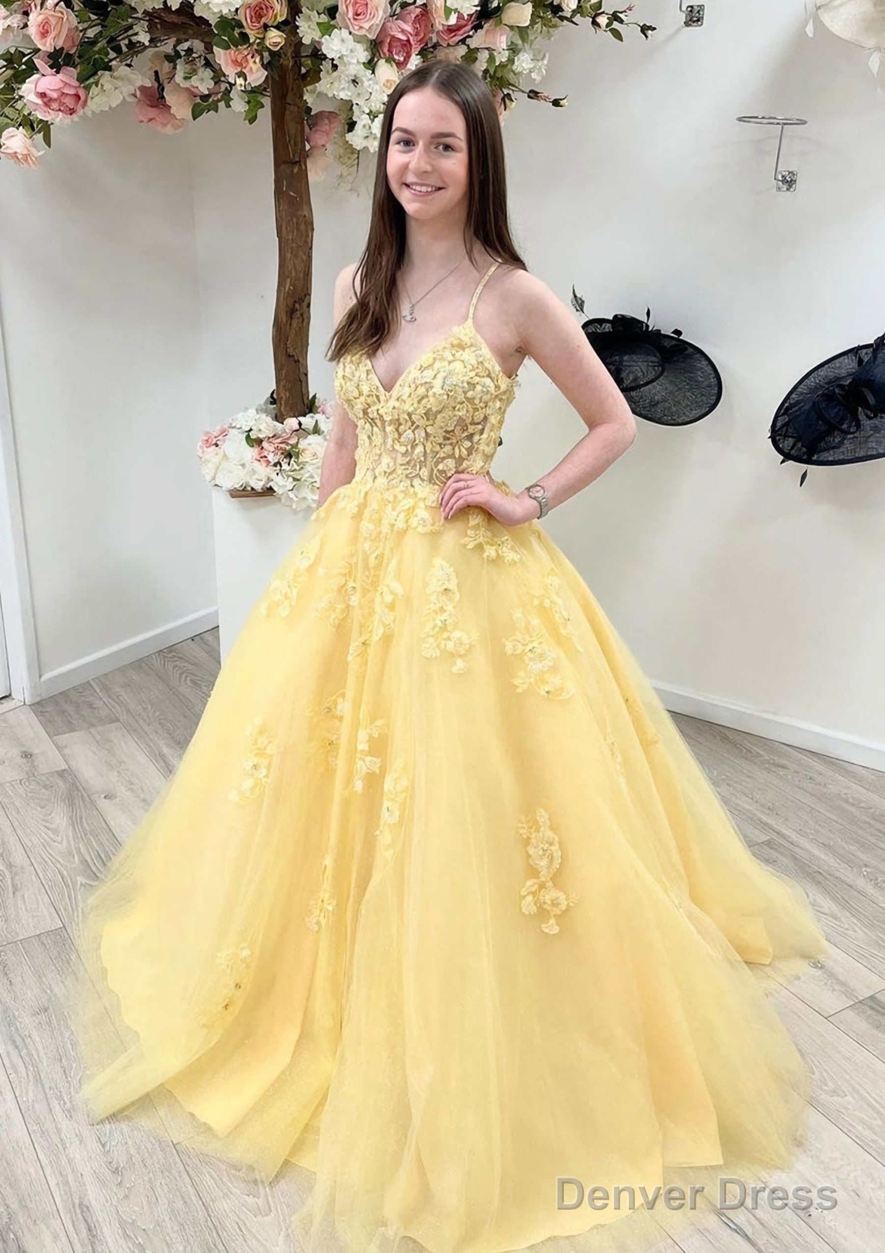 A Line Princess V Neck Sleeveless Sweep Train Tulle Prom Dresses With Denver Dress A Line Princess V Neck Sleeveless Sweep Train Tulle Prom Dresses With Denver Dress