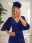 A Line V Neck Tea Length Chiffon Mother of the Bride Dresses With Ruffles