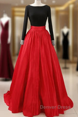 A-Line Prom Dresses Dresses Party Wear Long Sleeve Satin With Pleats