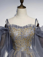 A-Line Prom Dresses Dresses Wedding Floor Length Strap Tulle With Sequin Embroidery