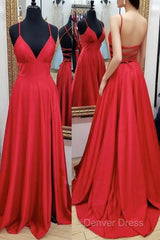 A-Line Prom Dresses Empire Dresses Formal Court Train Sleeveless V Neck Charmeuse Backless With Pleats Slit