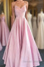 A Line Prom Dress Minimalist Dress Prom Wedding Guest Floor Length Sleeveless V Neck Bridesmaid Dresses Stretch Satin Backless