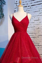 A-Line Prom Dresses Sexy Dresses Party Wear Floor Length Sleeveless Spaghetti Strap Tulle With Ruffles