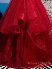 A-Line Prom Dresses Sexy Dresses Party Wear Floor Length Sleeveless Spaghetti Strap Tulle With Ruffles