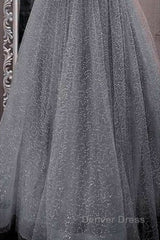 A-Line Prom Dresses Sparkle & Shine Dresses Party Dresses Birthday Floor Length Sleeveless Spaghetti Strap Tulle With Glitter Crystals