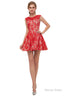 A Line Red Lace Sleeveless Mini Homecoming Dresses