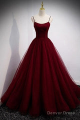 A Line Red Long Prom Dresses