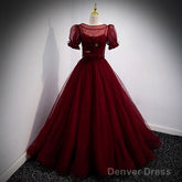 A Line Red Long Prom Dresses