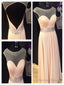 A Line Round Neck Floor Length Prom Dress, Long Pink Prom/Bridesmaid Dresses