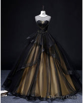 A-Line Round Neck Tulle Long Prom Dress, Elegant Evening Dress