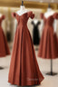 A-Line Satin Orange Long Prom Dresses, Orange Long Formal Dresses