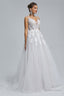 A Line SHEER STRAPS V Neck TULLE APPLIQUE Floor Length SLEEVELESS WEDDING Dresses