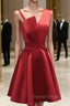 A Line Short Red Prom Dress, Short Red Graduation Homecoming Dresses
